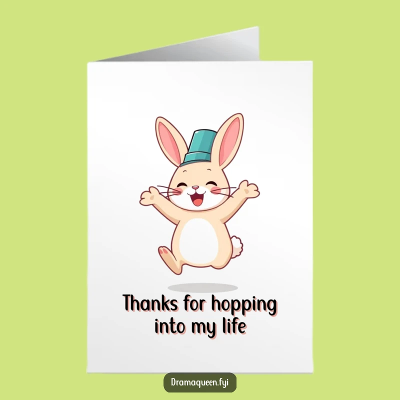 Free Printable Rabbit Thank You Card: Happy Fancy Hat Jumper