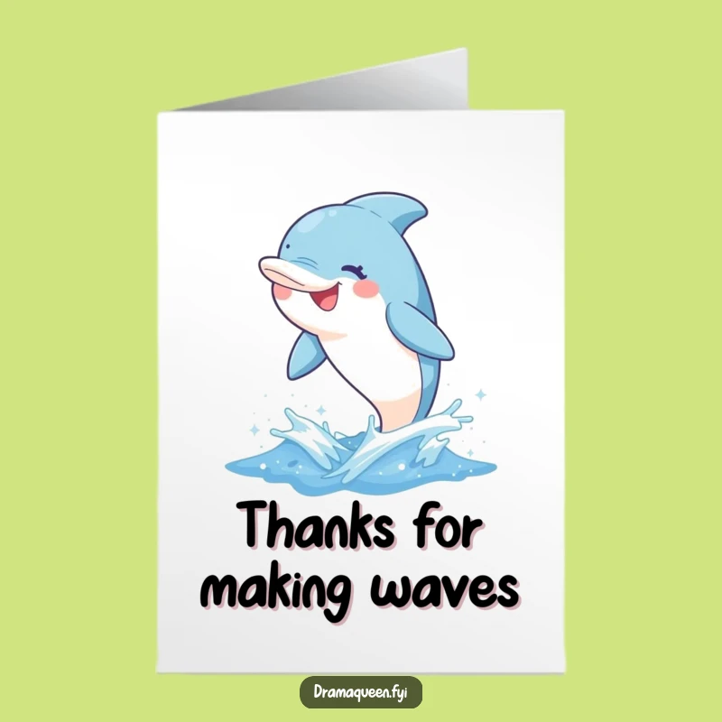 Free Printable Thank You Card: Grateful Dolphin Splash, Funny Downloadable Greeting for Your Appreciation
