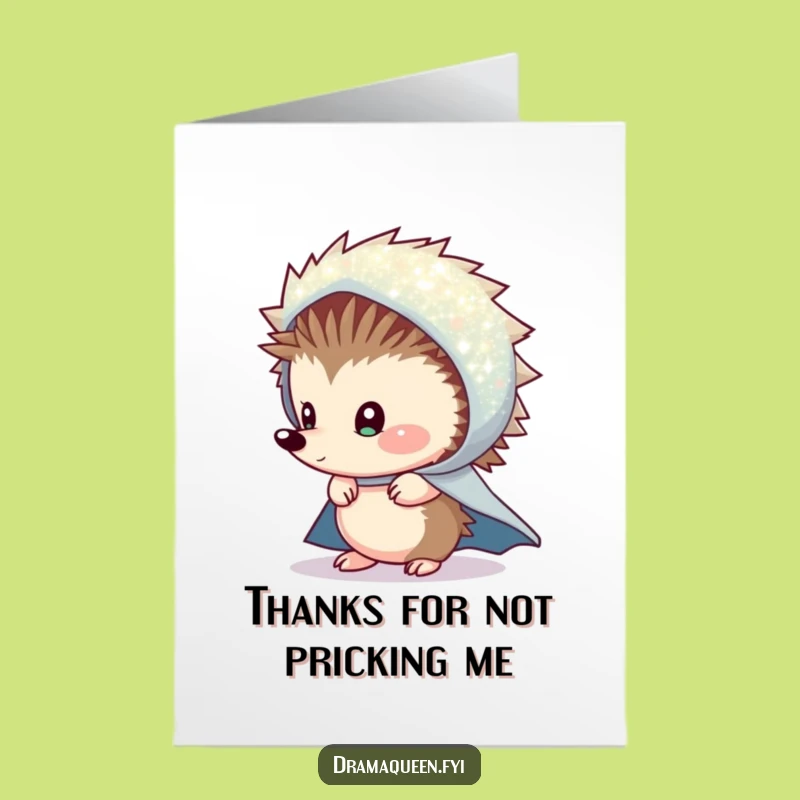 Free Printable Hedgehog Thank You Card: Shy Hero Expressing Secret Thanks
