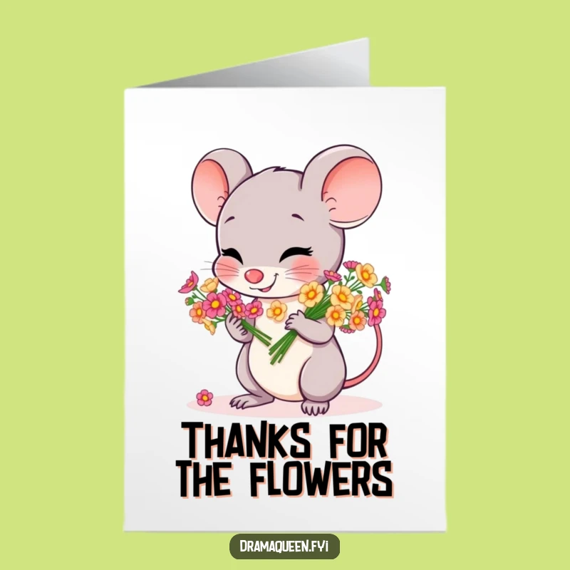 Free Printable Mouse Thank You Card - Cheerful Flowers & Funny Downloadable Art