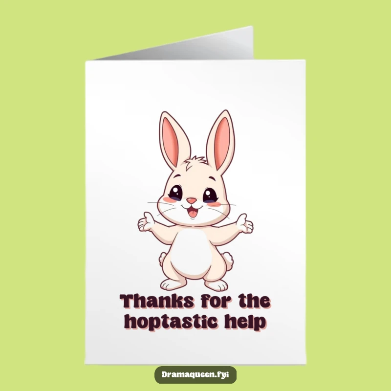 Free Printable Funny Thank You Card: Playful Bunny Pose Ears Perked Downloadable