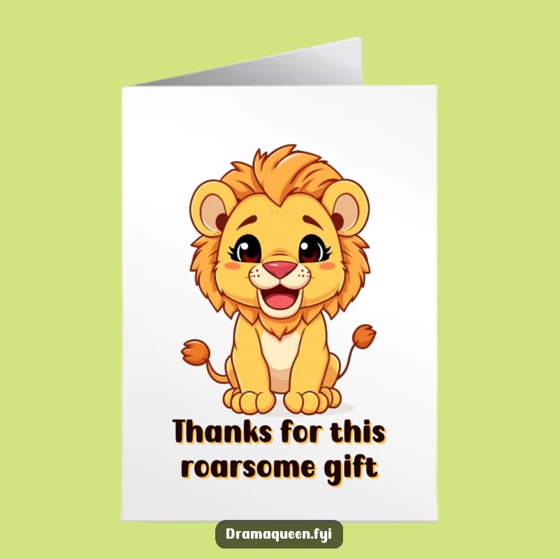 Free Printable Thank You Card: Cute Lion Cub Roar, Heartfelt Downloadable