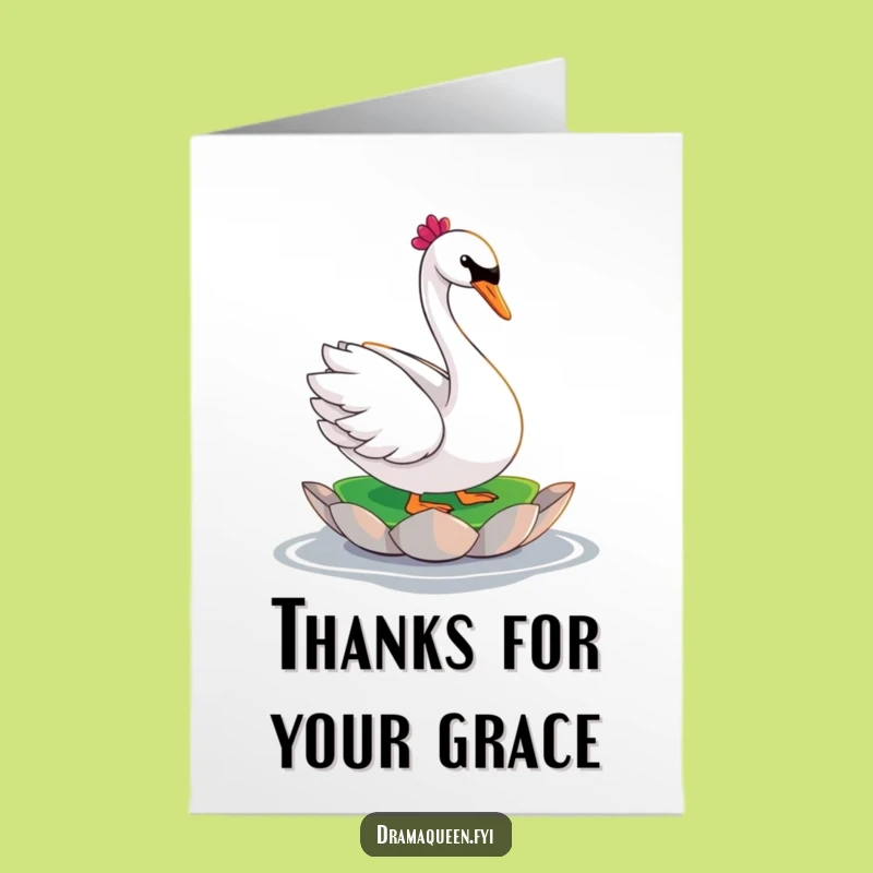 Free Printable Thank You Card: Elegant Swan, Funny Downloadable Greeting for Sincere Gratitude