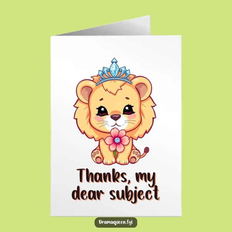 Free Printable Thank You Card: Pouting Cub, Royal Flower, Funny Downloadable Gift