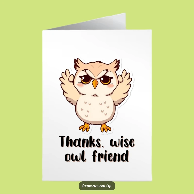 Free Printable Thank You Card: Dramatic Owl Despair, Funny Downloadable Gift for a Chuckle