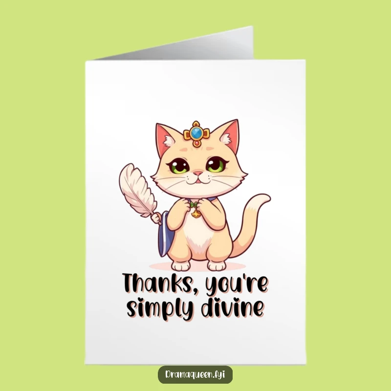 Free Printable Thank You Card: Regal Cat Fanning Thanks with Flair