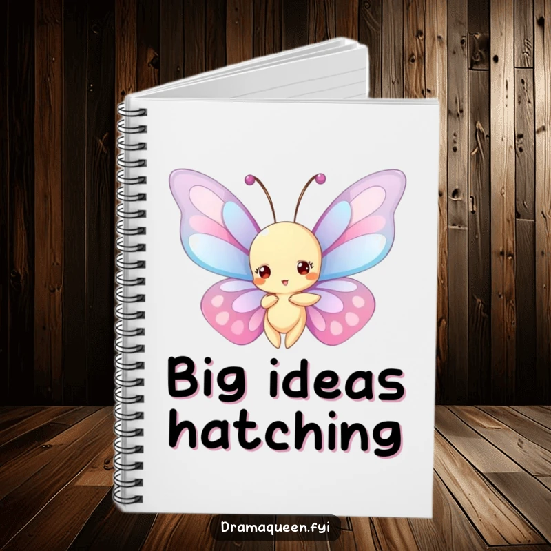 Funny Notebook: Butterfly with large, elaborate wings striking a dramatic pose, perfect for journaling and creativity.