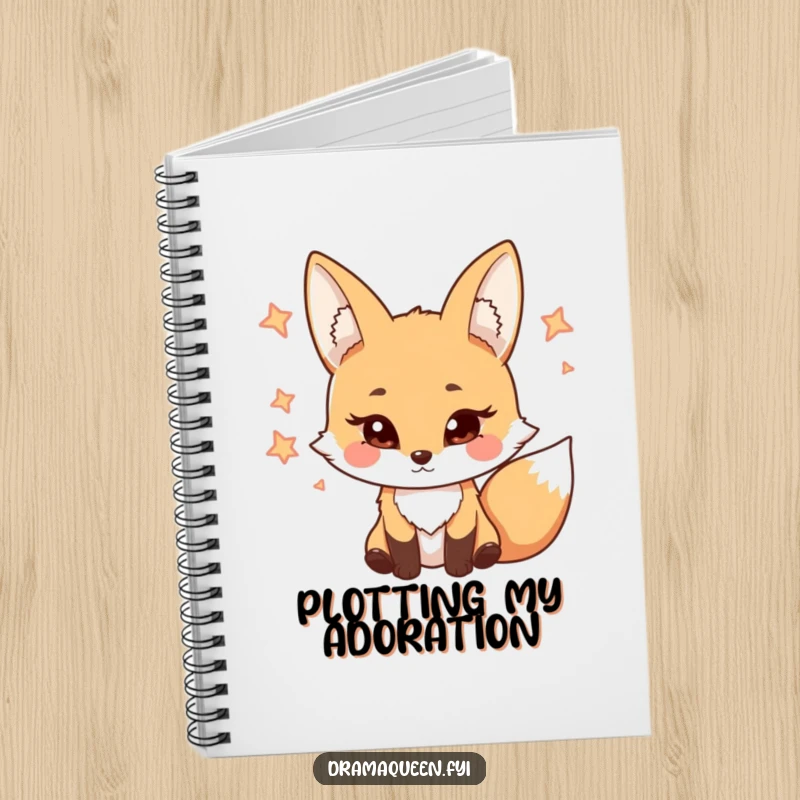 Funny Fox Notebook with a coy character batting eyelashes, perfect for jotting down notes with a touch of playful humor.