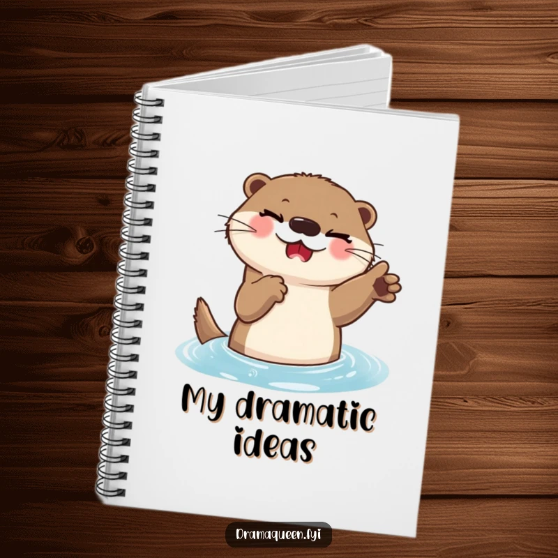 Funny Otter Notebook: Features a delighted otter with a playful wink striking a dramatic pose.
