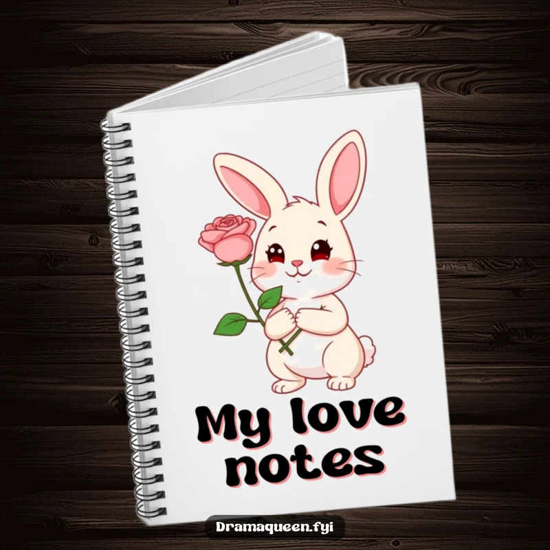 Funny Rabbit Notebook: Cheerful rabbit holding a rose with a coy expression, ideal for journaling, a sweet funny gift.