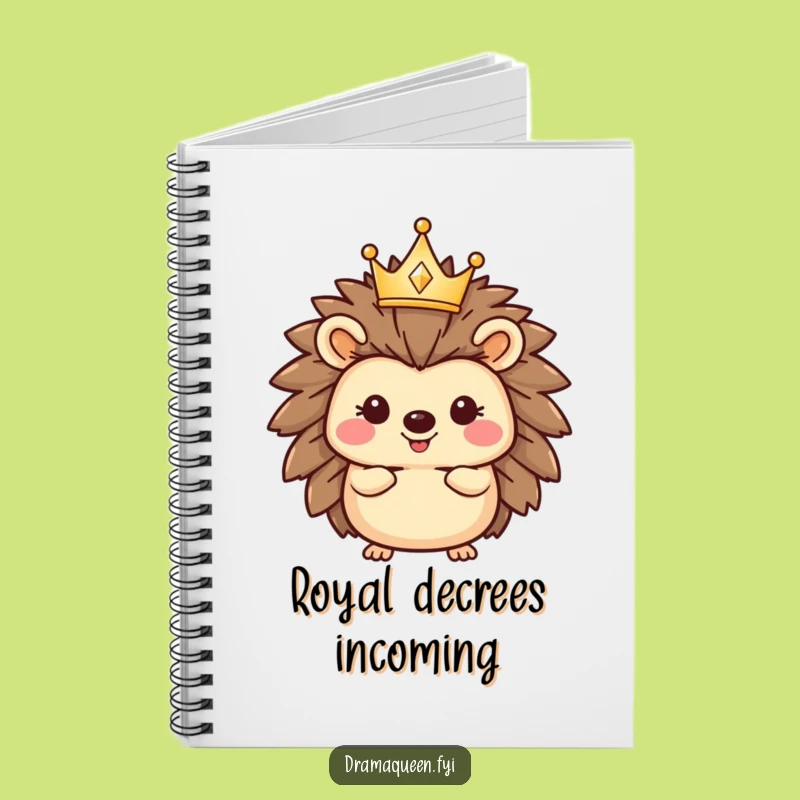 Funny Royal Hedgehog Notebook - Sparkly Crown Journal Funny Gift for Royal Thoughts