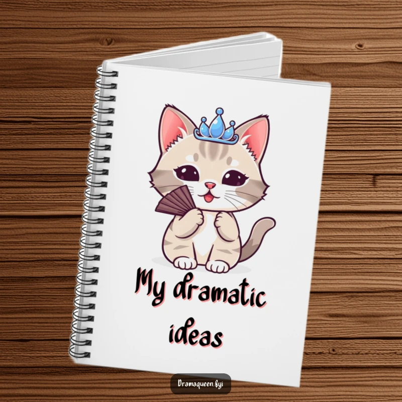 Funny Cat Tiara Notebook: A cute cat wearing a tiny tiara, dramatically fanning itself, for writing humorous notes.
