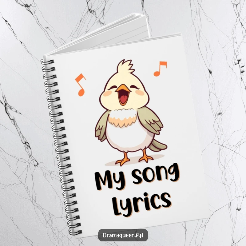 Funny Bird Notebook: Features a proud little bird with chest puffed out singing a loud, comical tune.