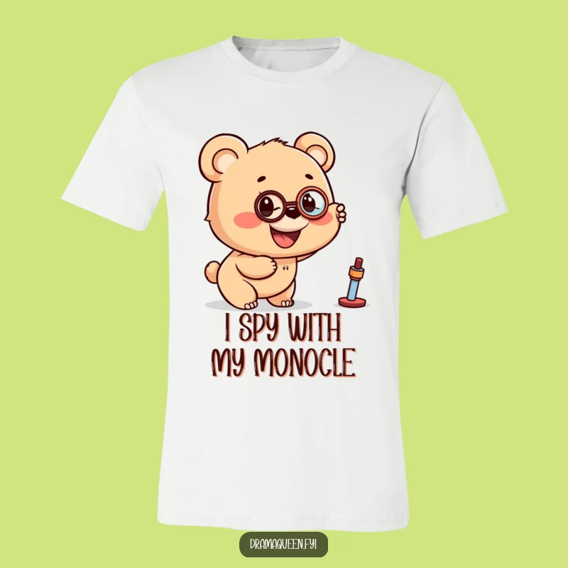 Funny Bear Cub Monocle T-Shirt - Dapper & Hilarious Explorer Tee