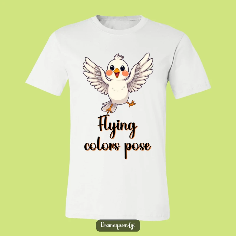 Funny Bird Pose T-Shirt: Dramatic Flight for Cheerful, Humorous Style