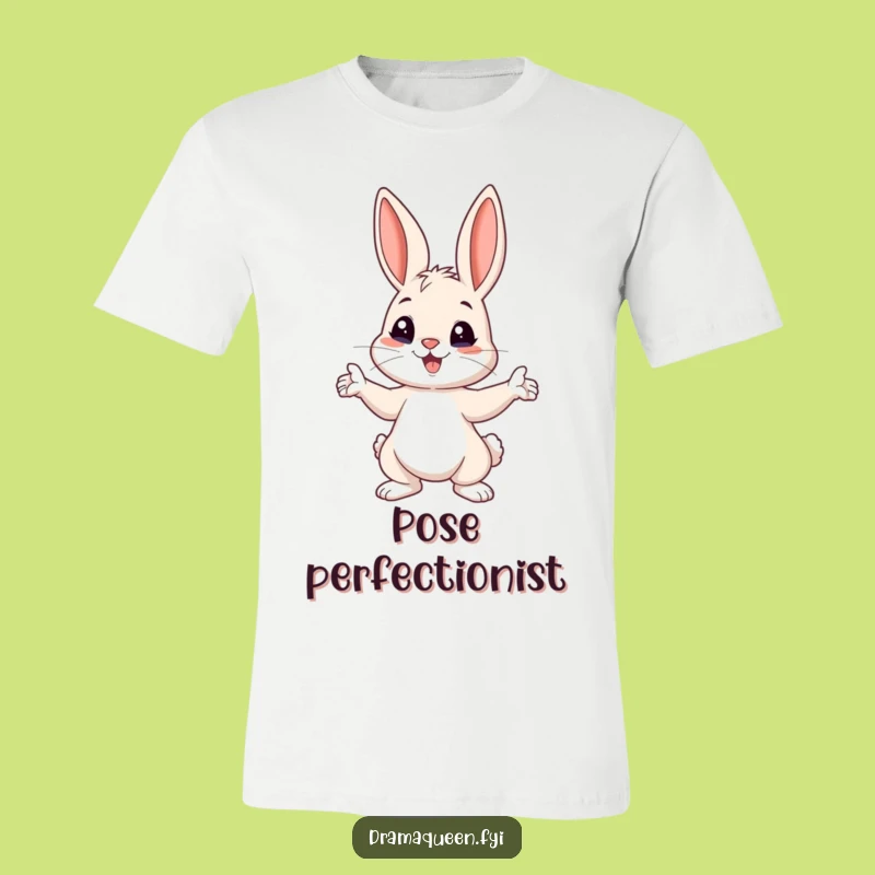Funny Bunny Pose T-Shirt: Dramatic Style and Playful Ears for a Humorous Gift