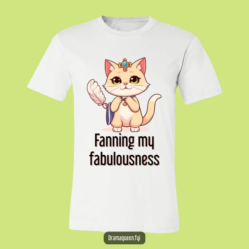 Funny Cat Fanning T-Shirt: Dramatic & Regal Tee for Divas!