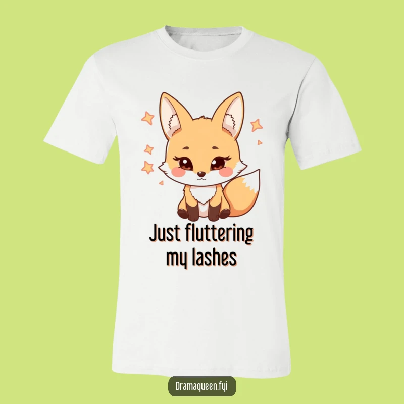 Funny Coy Fox T-Shirt: Adorable Eyelash Character Fashion Funny Gift