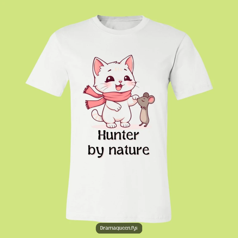 Funny Kitten Scarf T-Shirt: Dramatic Mouse Chase, Hilarious Pet Tee Gift