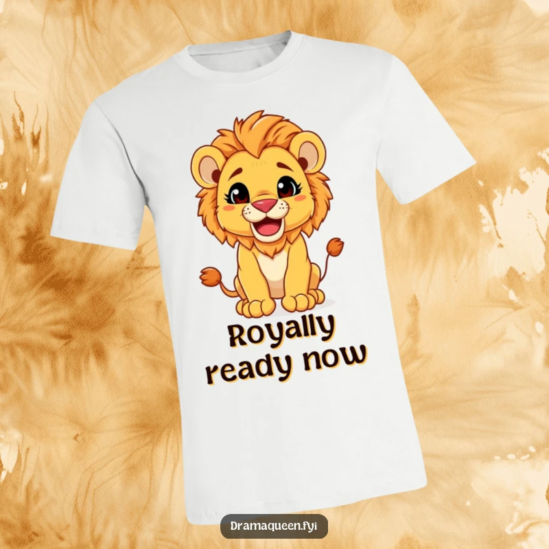 Funny T-Shirt: Adorable lion cub in a majestic pose, sporting a huge, playful, kings-of-the-jungle grin.