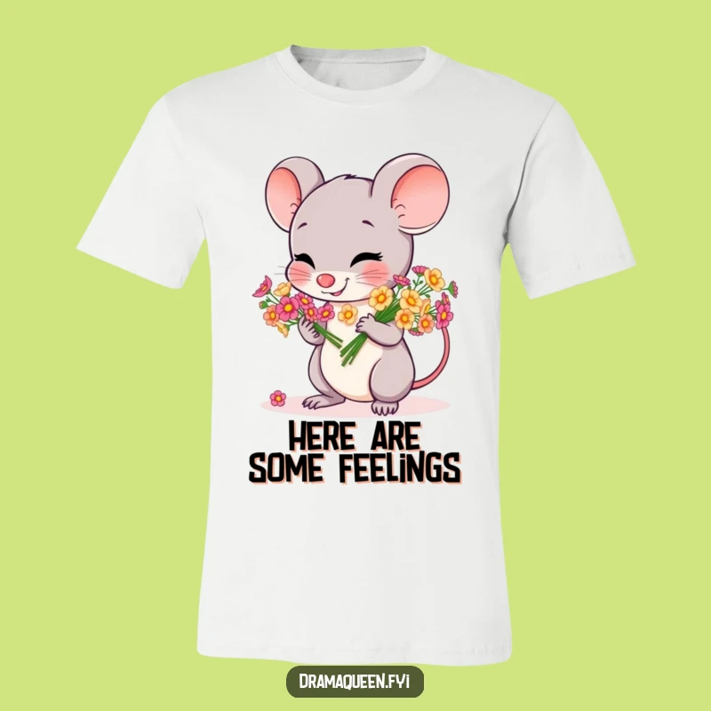 Funny Mouse Bow T-Shirt: Cheerful Flower Character Graphic Tee, Hilarious Gift