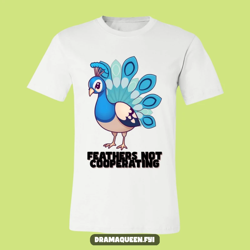 Funny Peacock Sadness T-Shirt - Hilarious Droopy Feather Tee