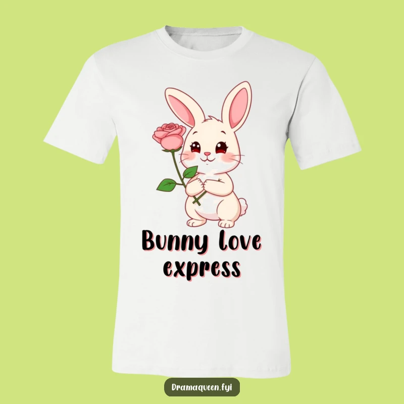 Funny Rabbit Rose T-Shirt: Coy Pose, Adorable & Funny Gift Tee