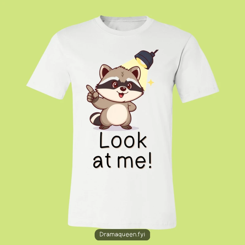 Funny Raccoon T-Shirt: Spotlight Mischief Apparel, Perfect Gift for Troublemakers