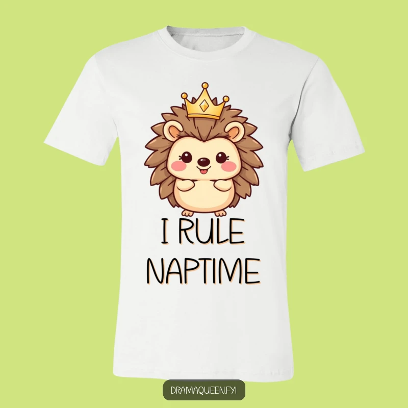 Funny Royal Hedgehog T-Shirt - Cute Prickly Pal with Sparkly Crown Funny Tee