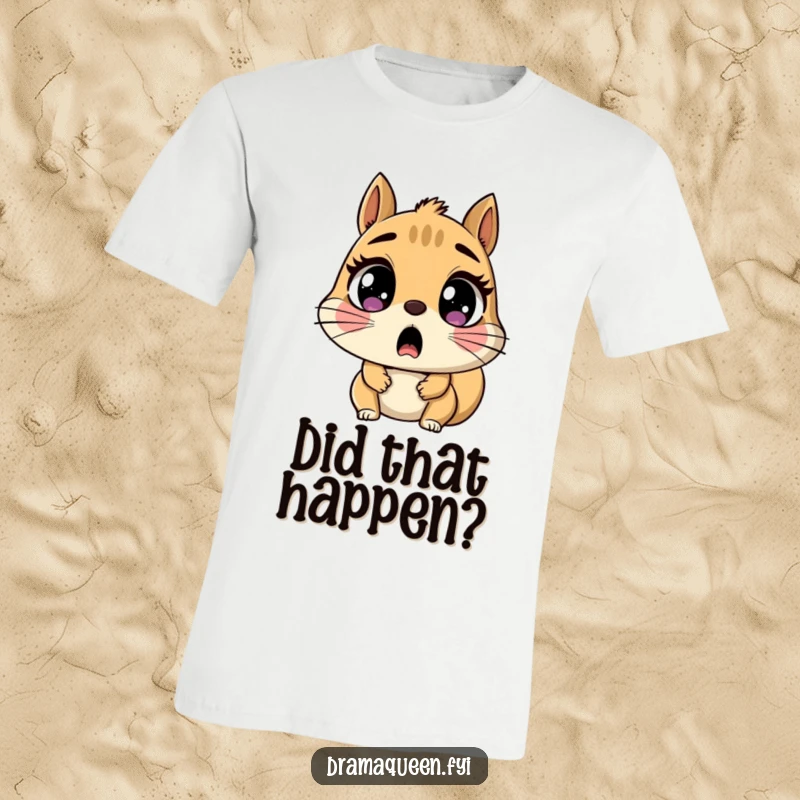 Funny T-Shirt depicting a shocked squirrel character with wide, round eyes gasping dramatically, ideal for humorous self-expression.
