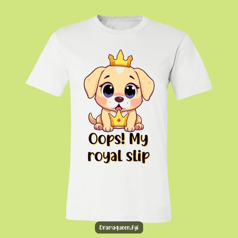 Funny Surprised Puppy Shirt: Oops Moment, Crown Drop, Hilarious Gift