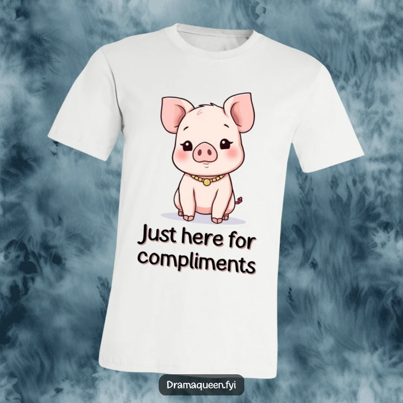 Funny Piglet Necklace T-Shirt: Playful piglet character in a necklace looking for attention, a humorous tee for attention-loving individuals.