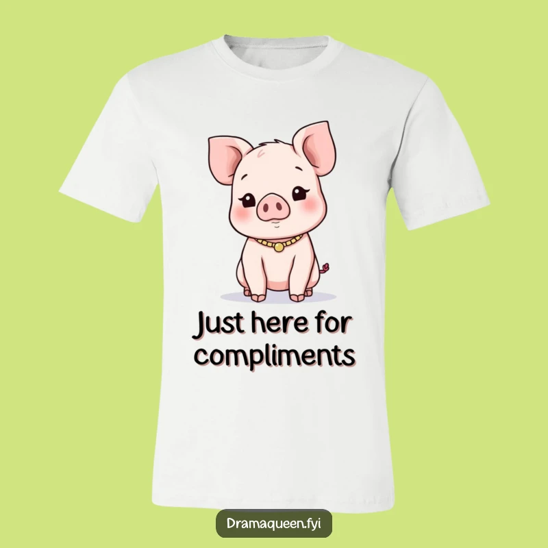 Funny Piglet Necklace T-Shirt: Playful Attention-Seeking Animal Graphic Tee, Great Funny Gift
