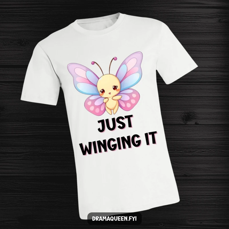 Funny T-Shirt: Butterfly with huge, ornate wings, captured in a dramatic, graceful mid-air pose.