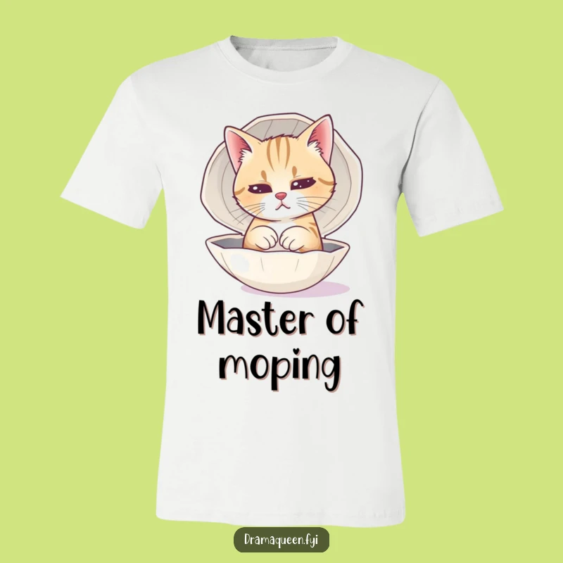 Funny Cat Sad Face T-Shirt - Dramatic Feline Practice Tee