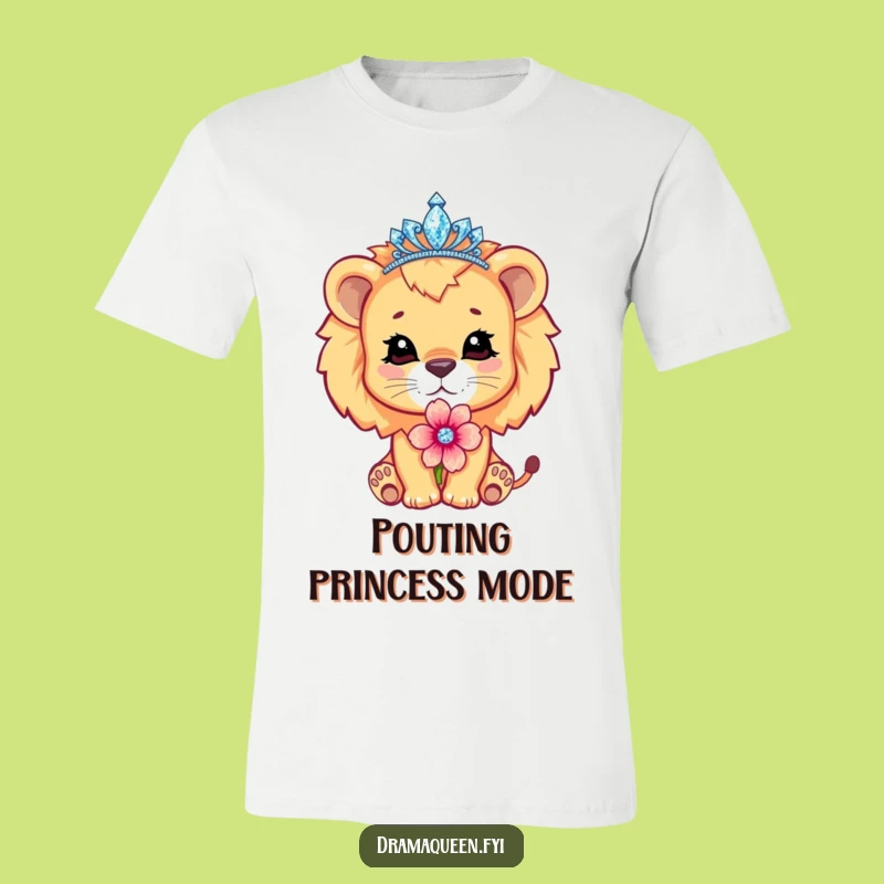 Funny Lion Cub Tiara T-Shirt - Dramatic Pout Tee, Hilarious Royalty Gift