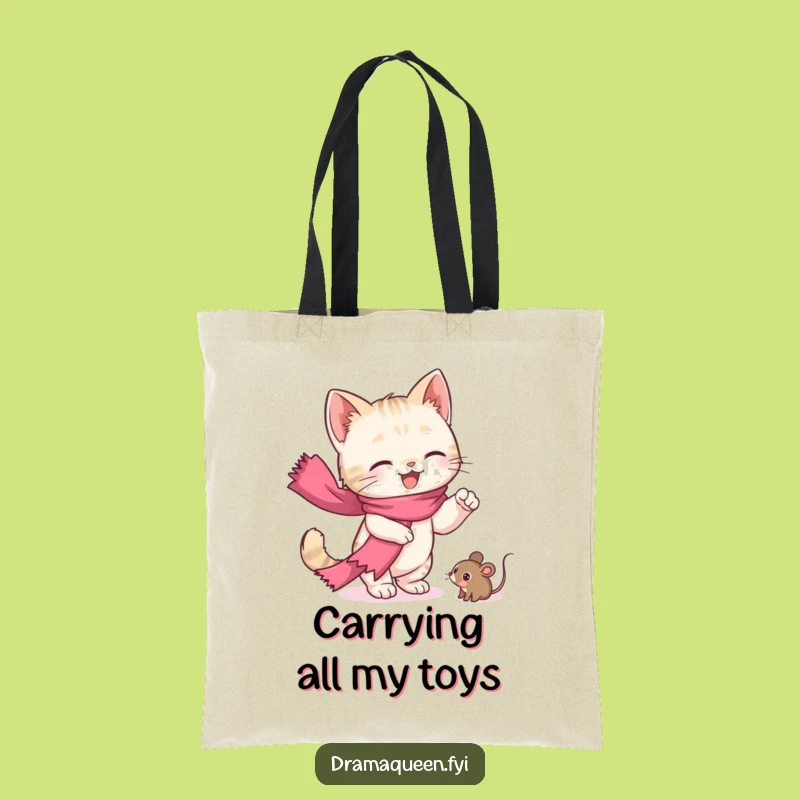 Funny Kitten Drama Tote Bag: Stylish Cat Scarf Accessory, Practical Funny Gift Bag