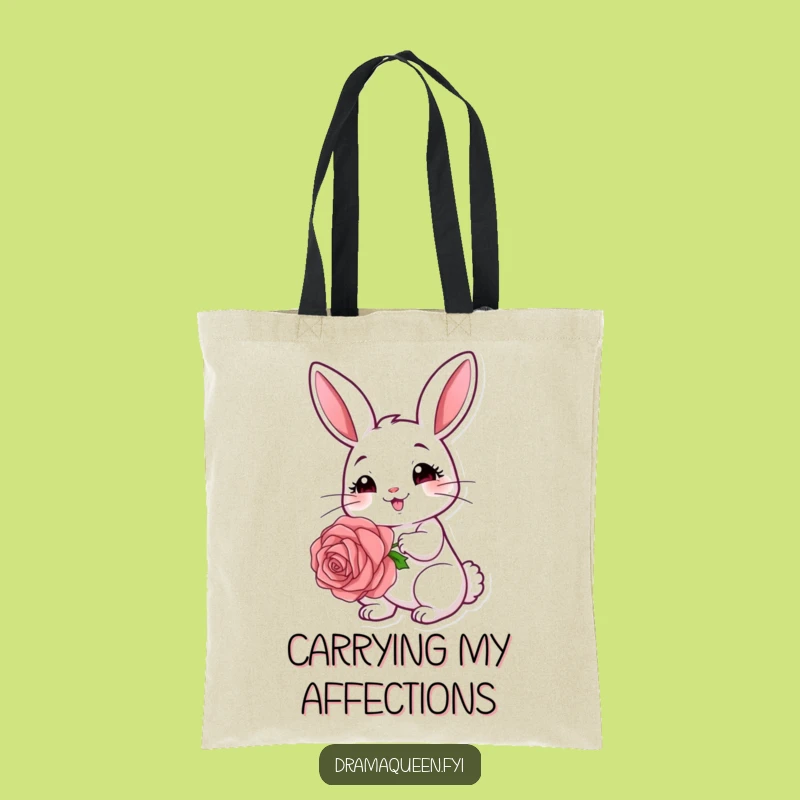 Funny Rabbit Rose Tote Bag: Cute Bunny Bag, Stylish Accessory Funny Gift