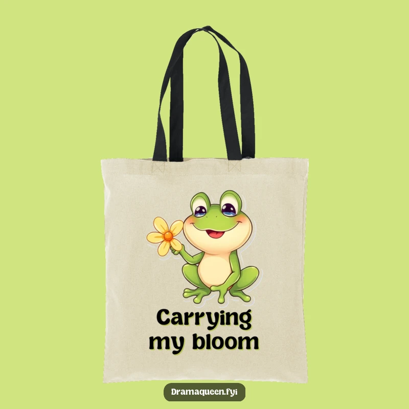Funny Frog Tote Bag - Goofy Flower Pose Design, Stylish Funny Gift
