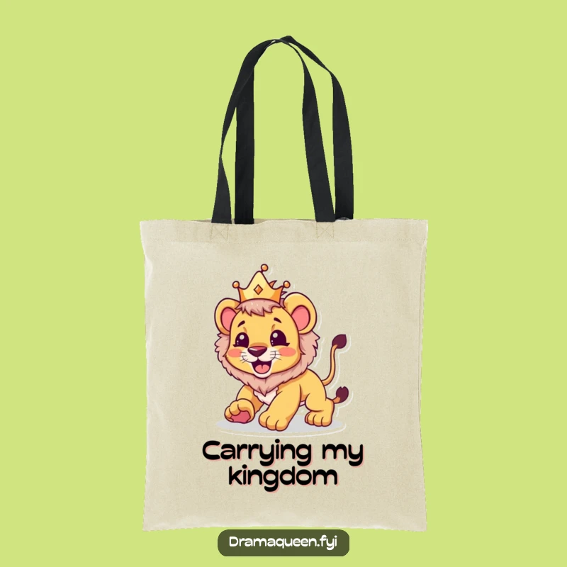 Funny Lion Cub Crown Tote Bag: Chic & Hilarious Carryall, Perfect Funny Gift!