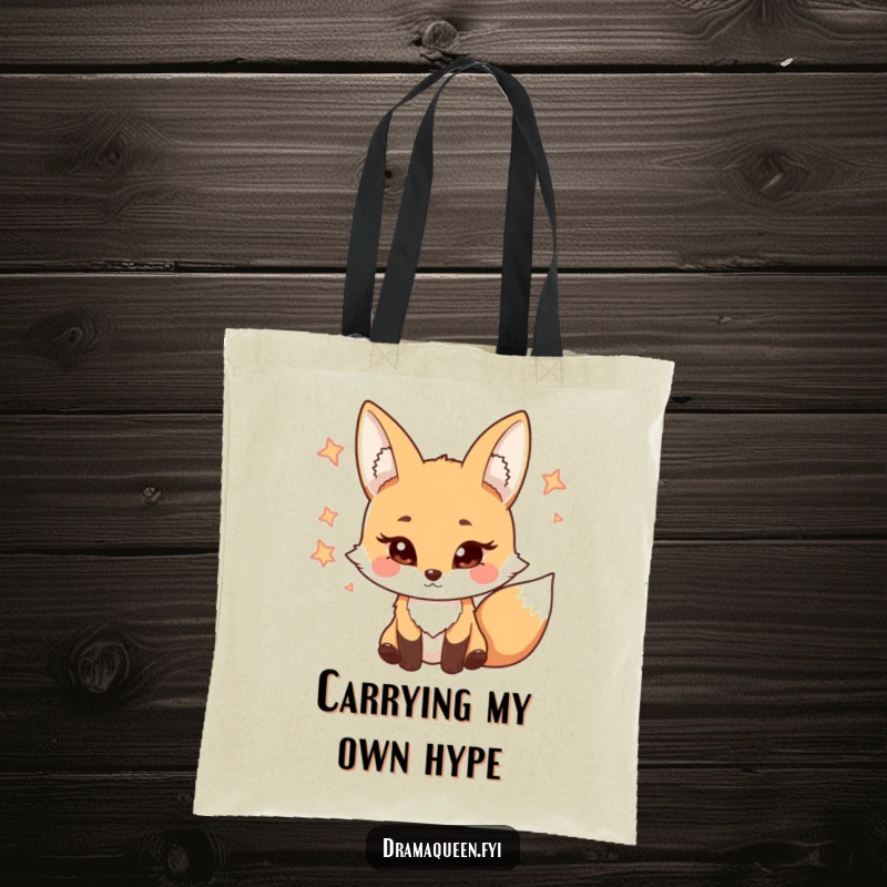 Funny Fox Tote Bag featuring a charming character coyly batting eyelashes, perfect for stylish and humorous everyday use.