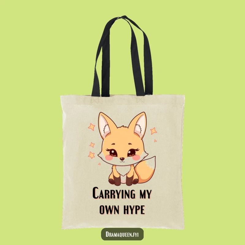 Funny Tote Bag: Coy Fox Character Adorable Eyelash Accessory Funny Gift