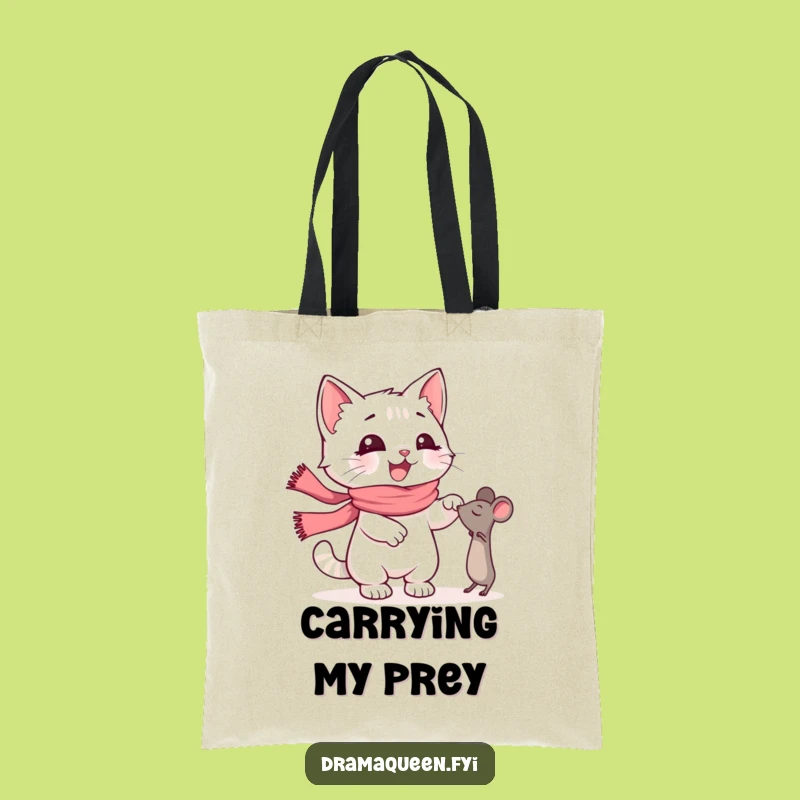 Funny Kitten Scarf Tote Bag: Dramatic Mouse Chase, Stylish & Funny Gift
