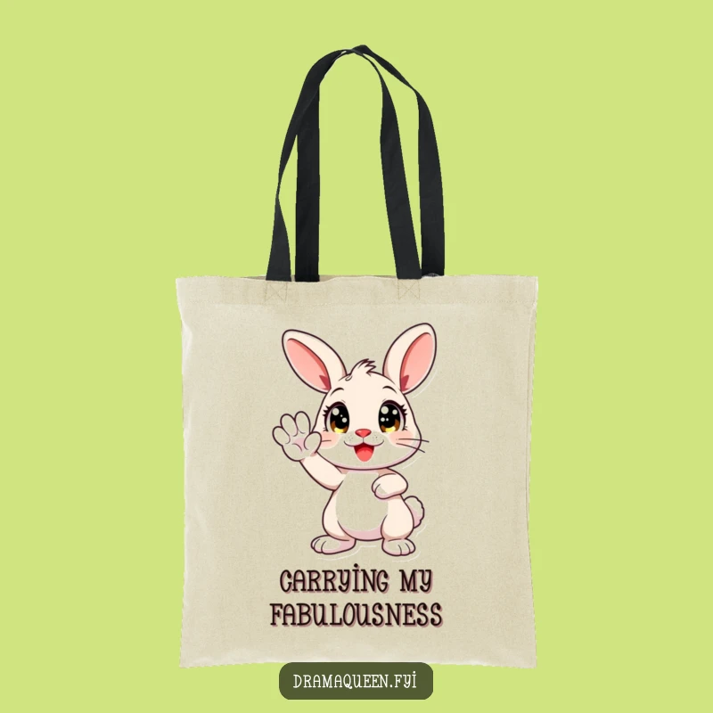 Funny Bunny Pose Tote Bag: Cute Character Paw High Canvas Bag, Hilarious Gift Idea