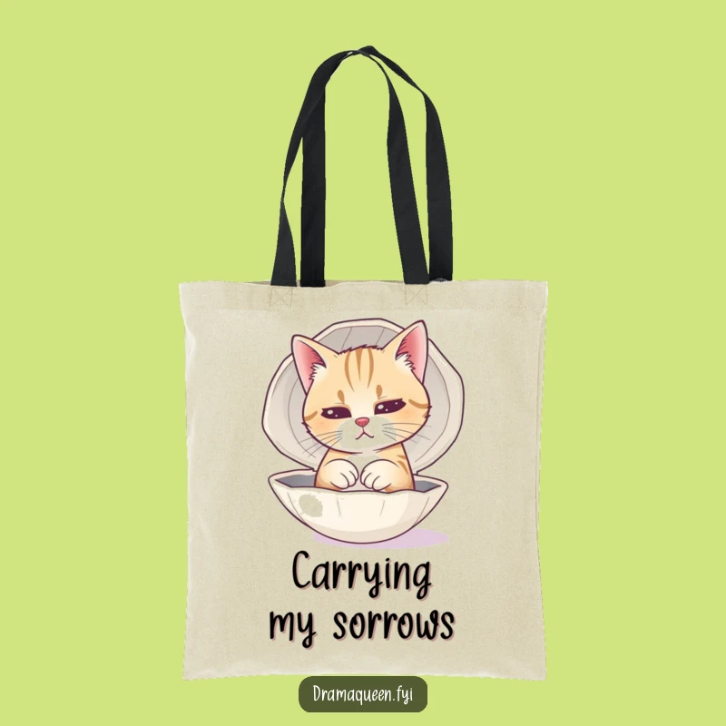 Funny Cat Sad Face Tote Bag - Carry Your Drama Hilariously