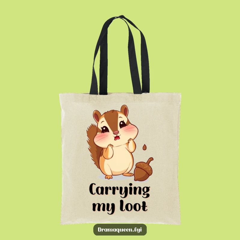 Funny Chipmunk Tote Bag - Shocked Acorn Moment, Stylish Funny Gift