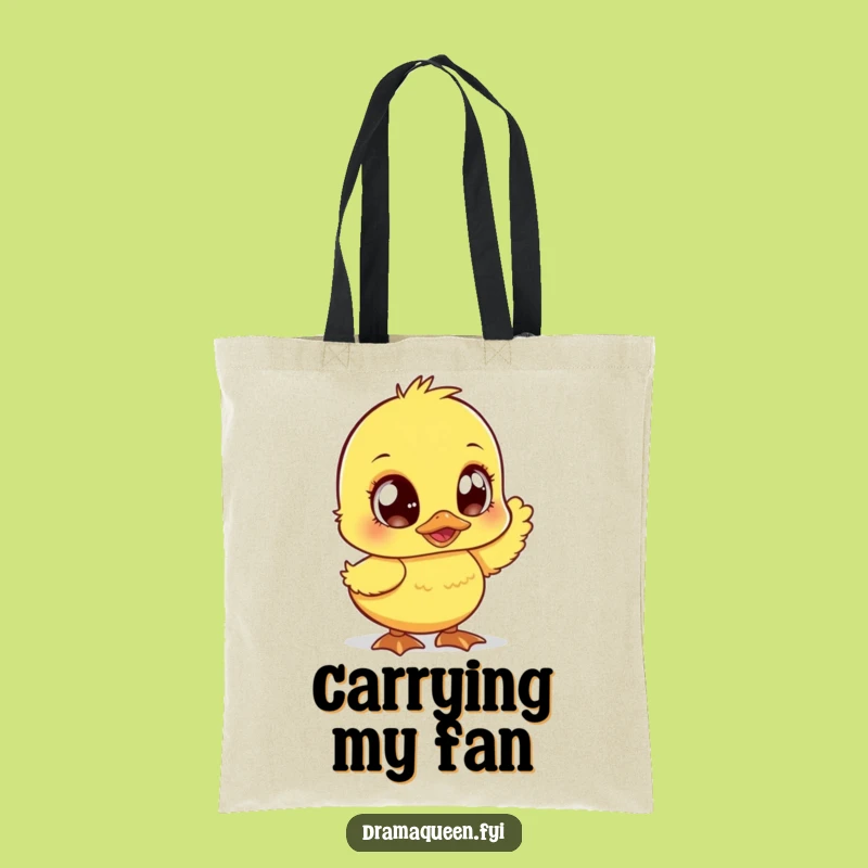 Funny Duckling Tote Bag - Sparkly Eyed Duckling Fanning Itself, Chic and Hilarious Accessory