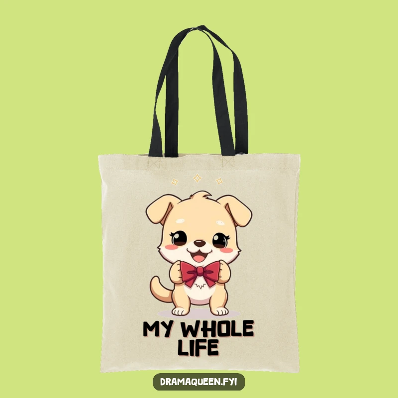 Funny Gleeful Dog Bow Tote Bag: Theatrical Character Carryall for Grand Entrances