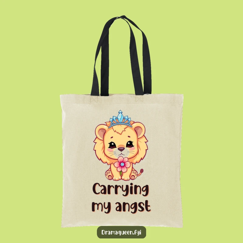 Funny Lion Cub Tiara Tote Bag - Dramatic Style for Your Royal Essentials