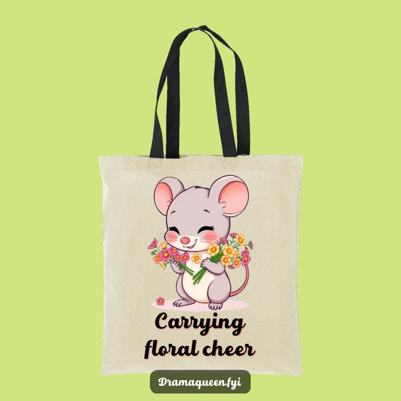 Funny Mouse Flower Tote Bag: Cheerful Bow Bag, Hilarious Thoughtful Gift